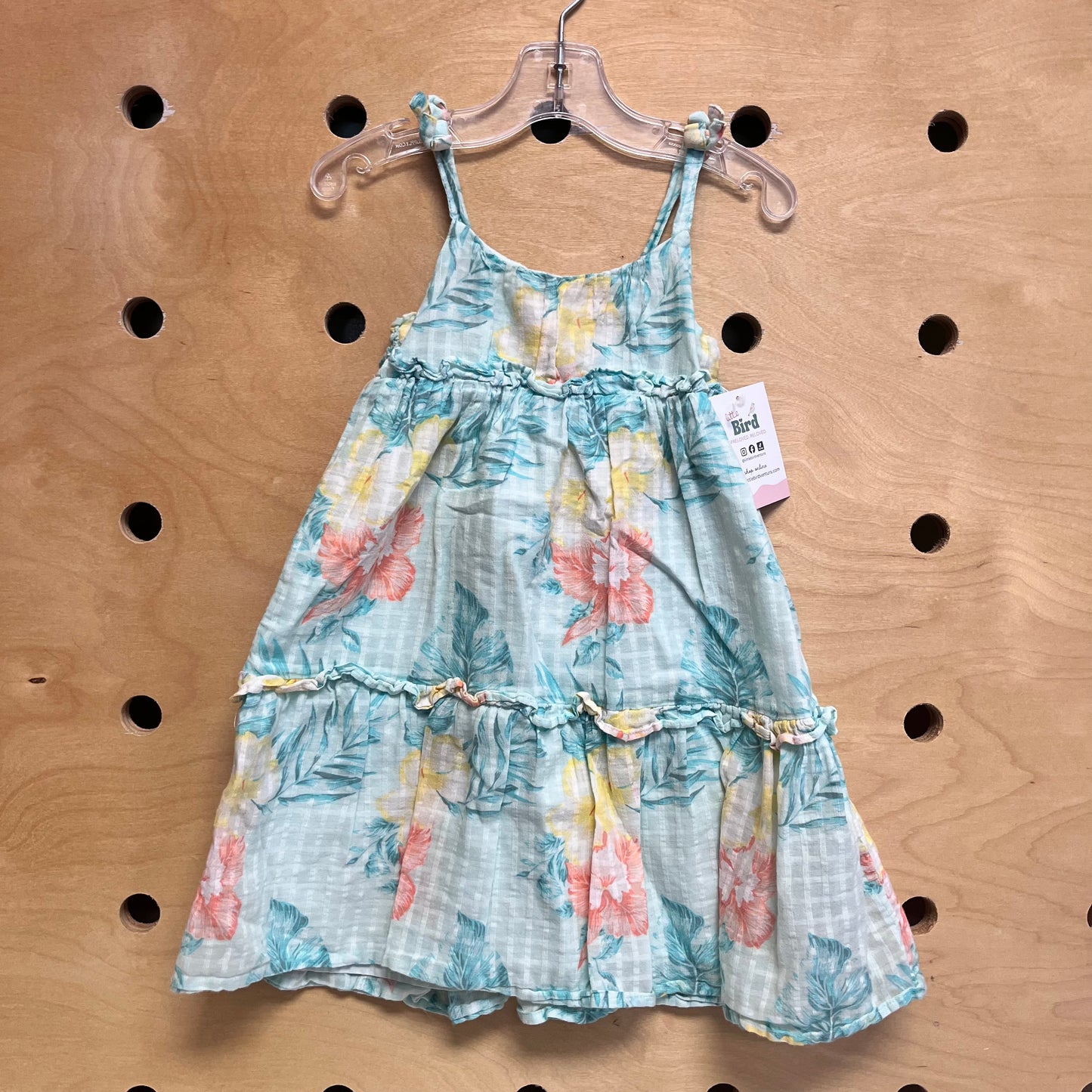 Aqua/Peach Hibiscus Dress