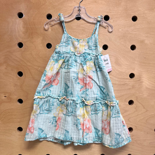 Aqua/Peach Hibiscus Dress