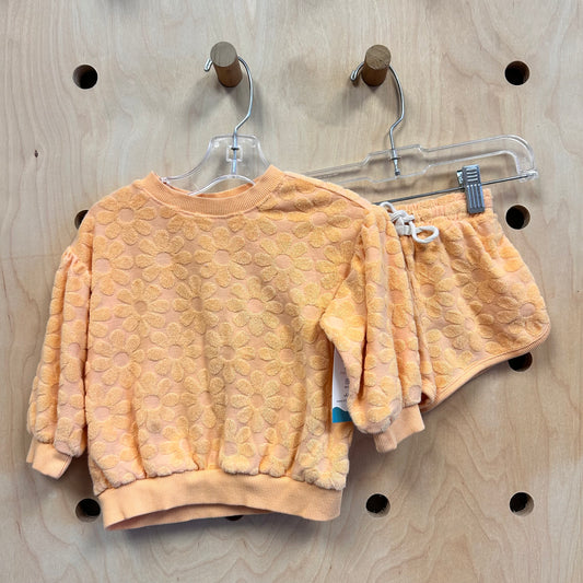 Yellow Terry Textured Flower Outfit