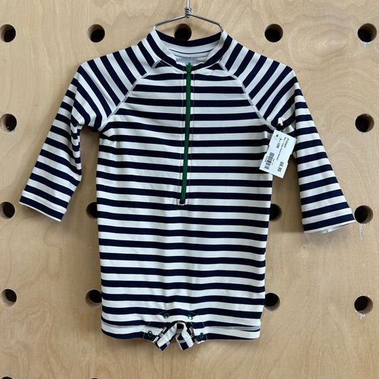 Navy + Cream Striped Swimsuit