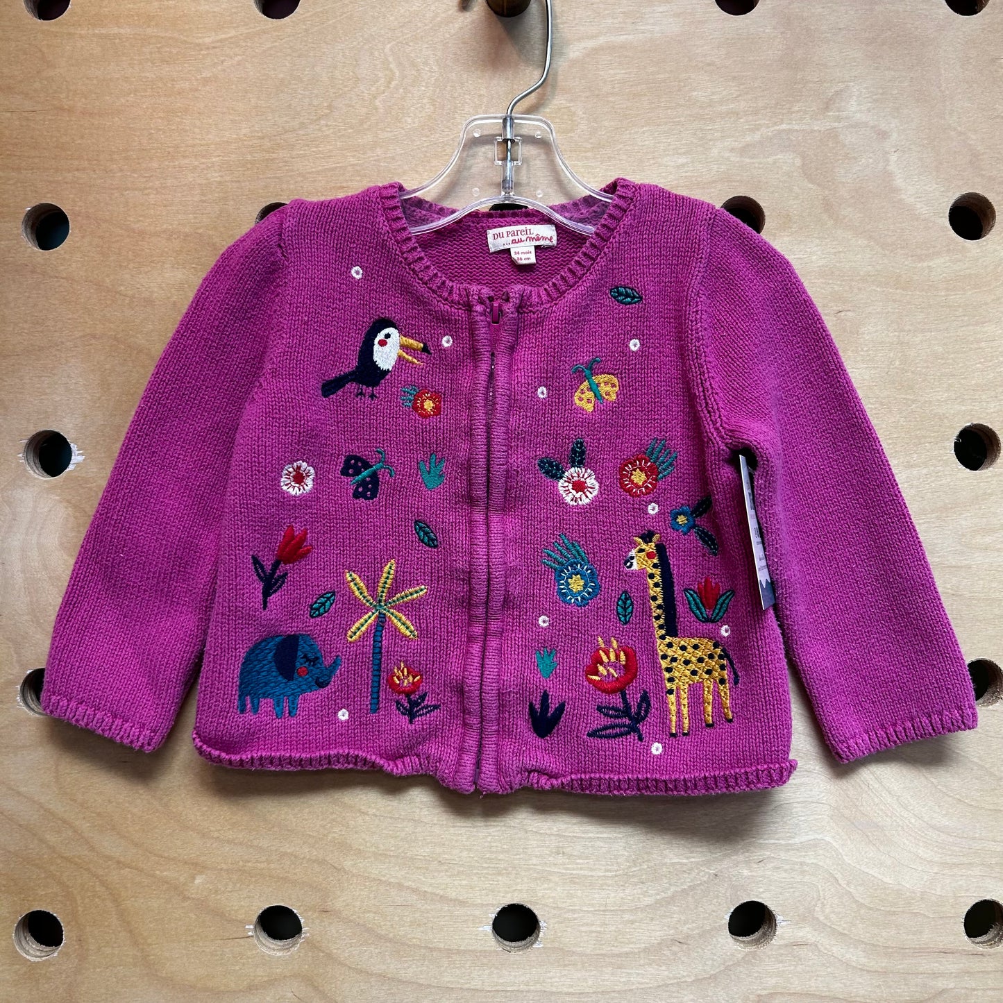 Flowers & Animals Zip Cardigan
