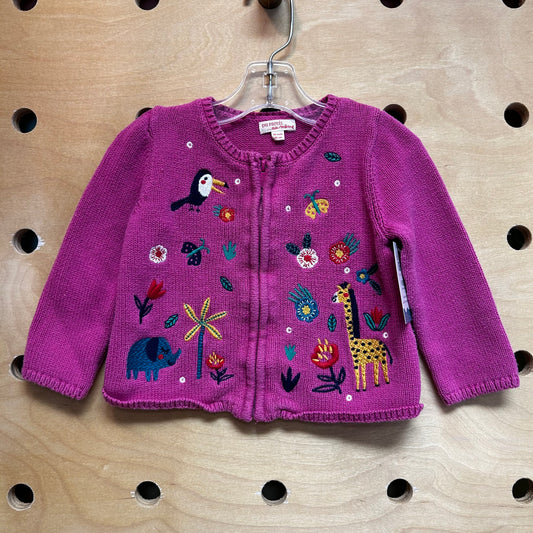 Flowers & Animals Zip Cardigan