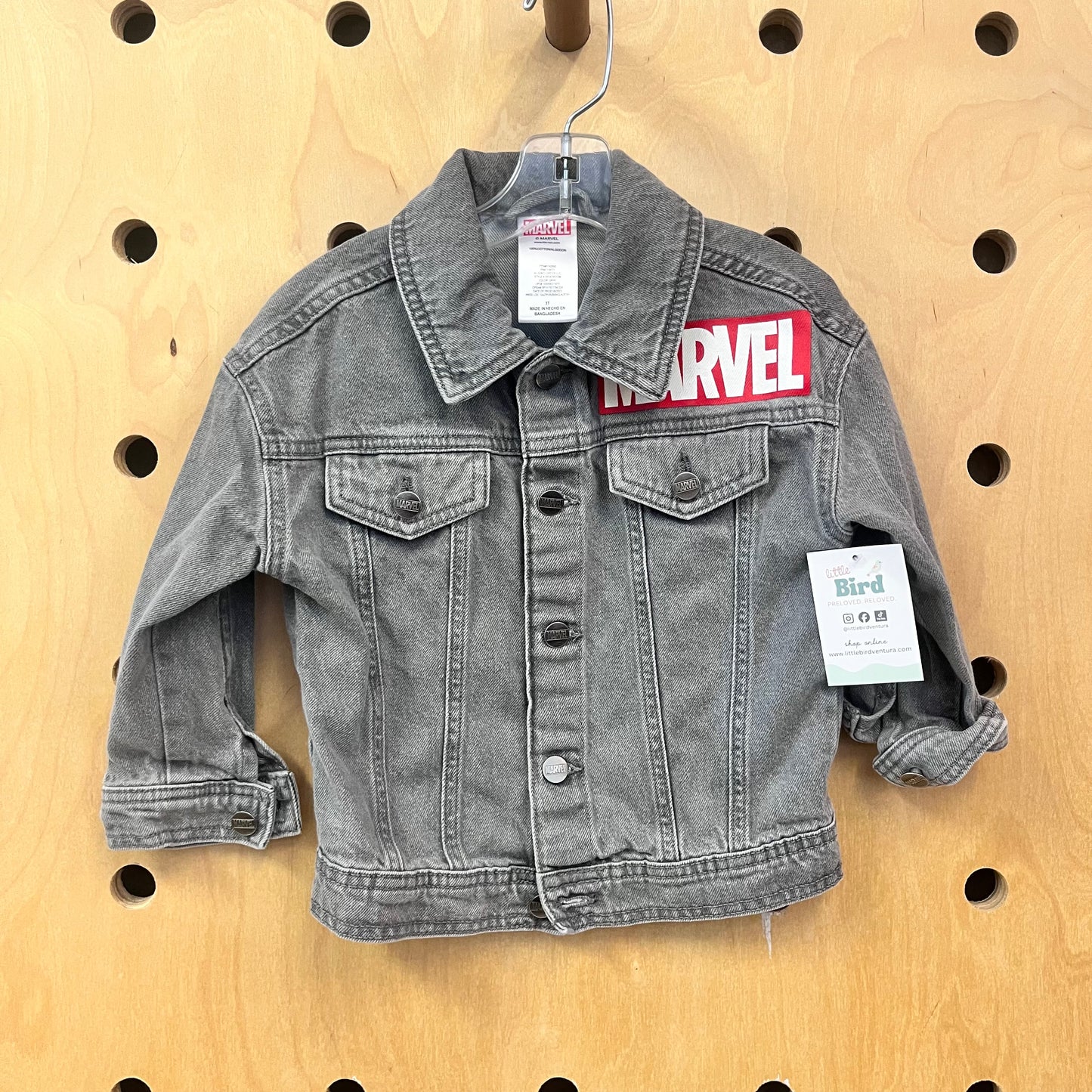 Grey Marvel Graphic Denim Jacket