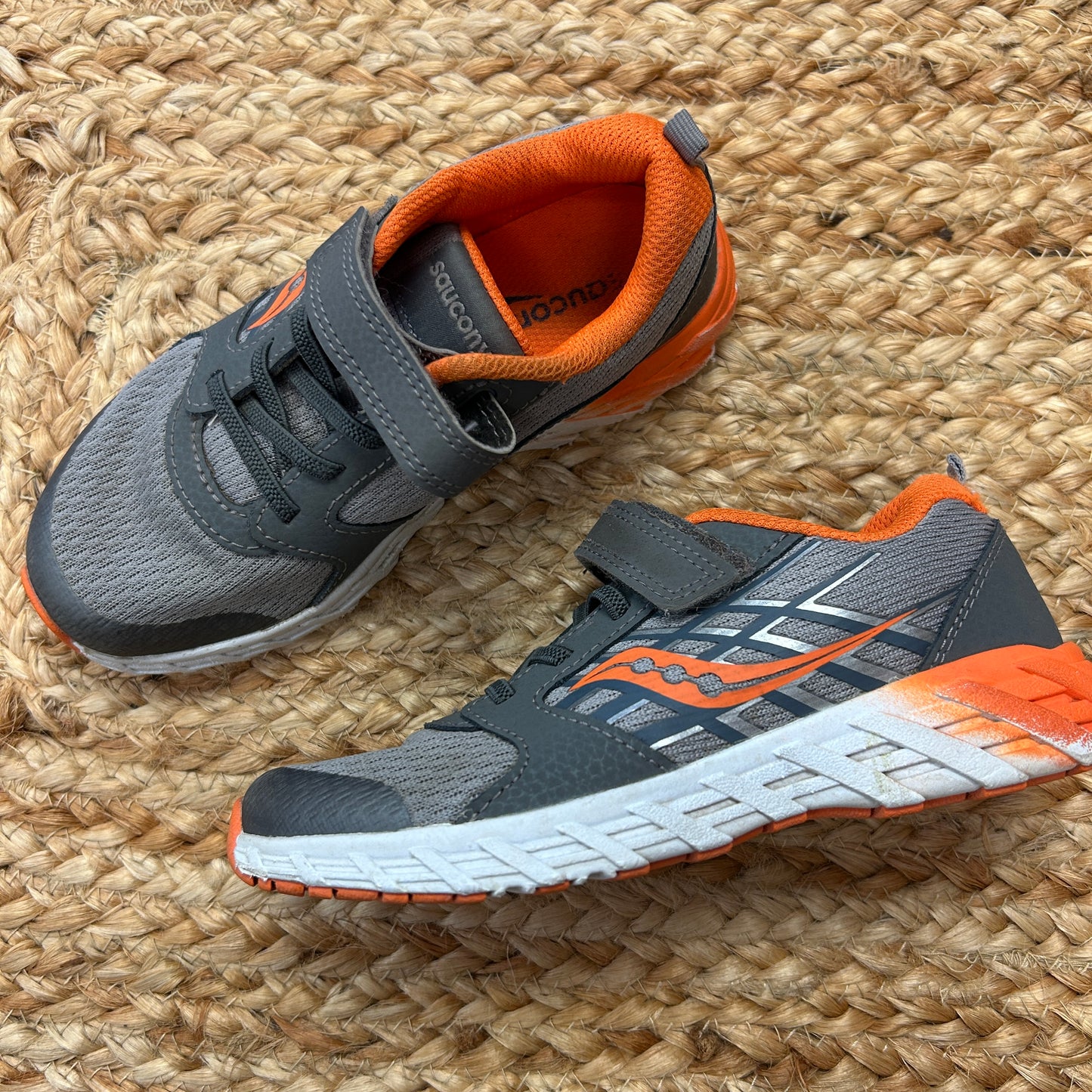 Orange & Grey Velcro Sneakers