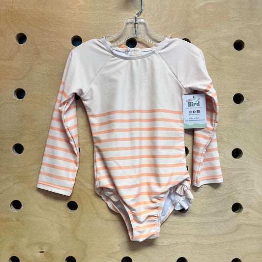 Peach Striped Swimsuit