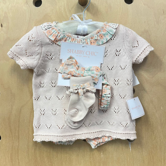 4pc Peach Pointelle Knit Outfit NEW!