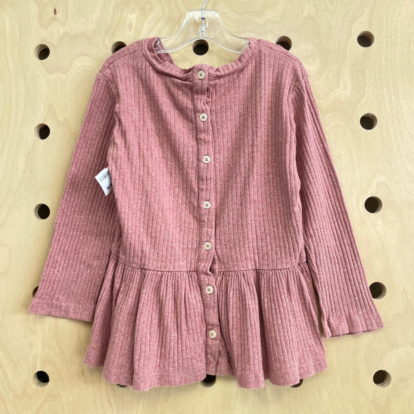 Pink Ribbed Organic Peplum Top