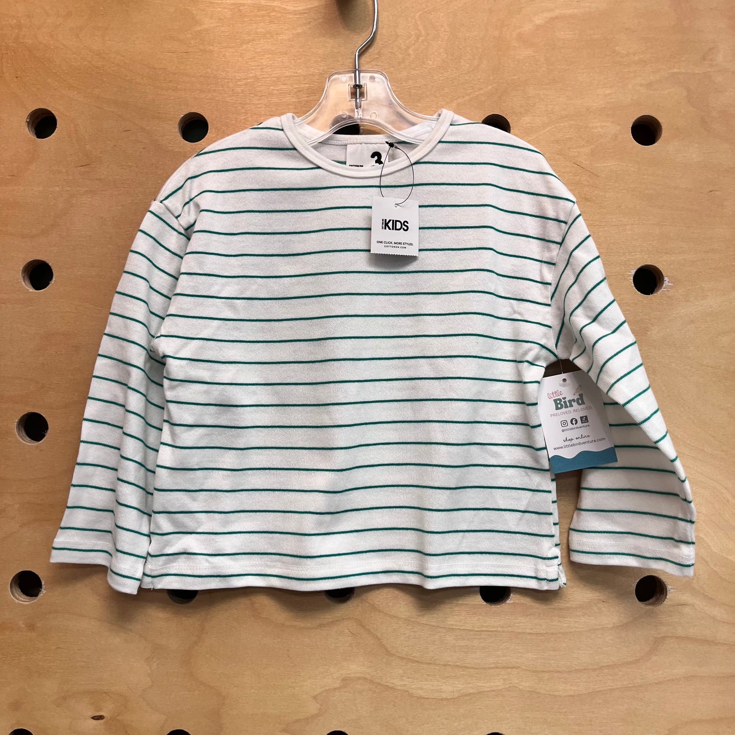 White & Green Striped Tee NEW!