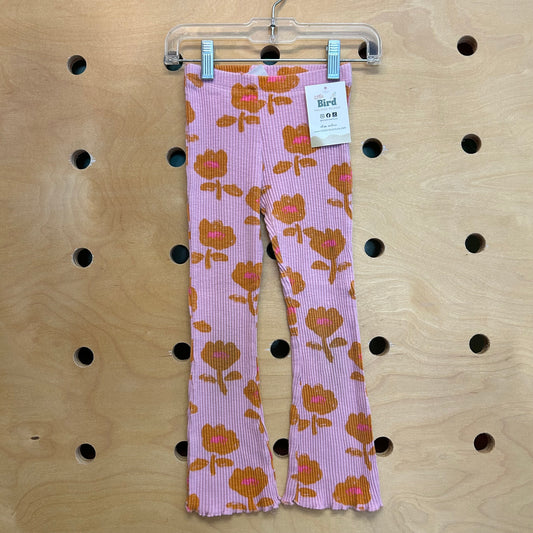 Lavender Floral Ribbed Leggings