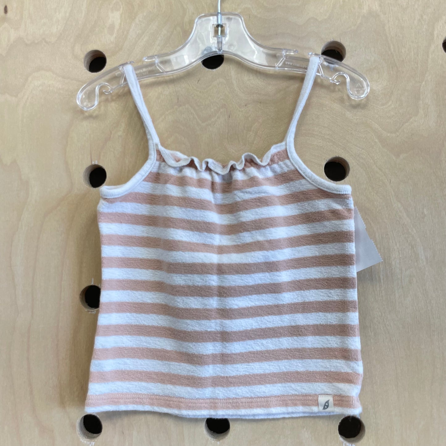 Beige Striped Organic Tank