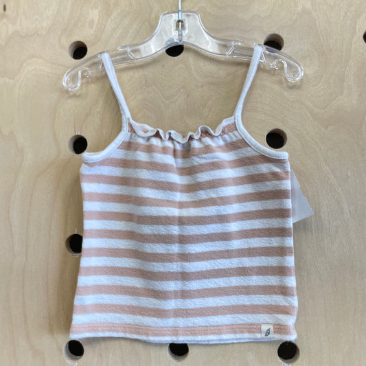 Beige Striped Organic Tank
