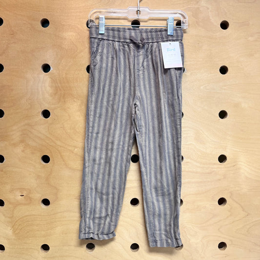 Linen Blend Grey/Blue Striped Pants