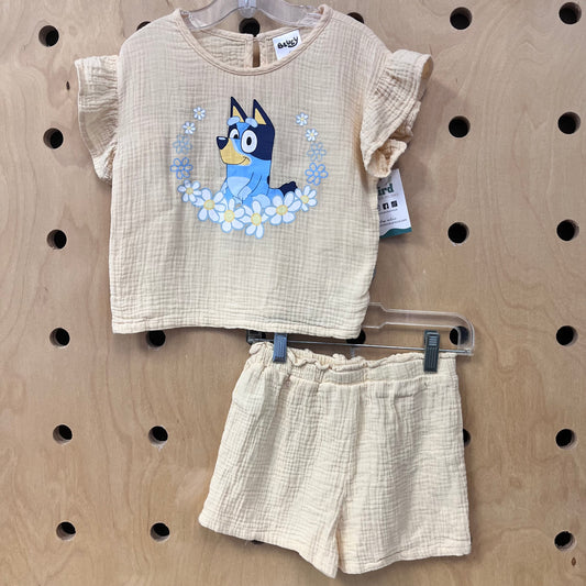 Yellow Bluey Gauze Top & Shorts