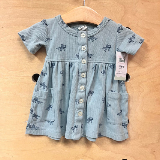 Blue Koi Fish Cotton Ribbed Dress