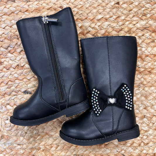 Black Sparkle Bow Boots NEW!