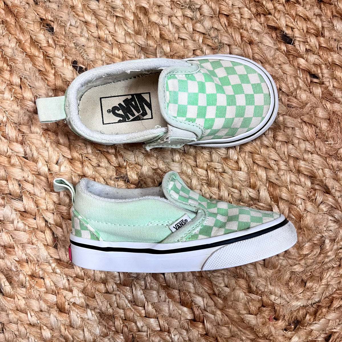 Lime Green Checkered Slip-Ons