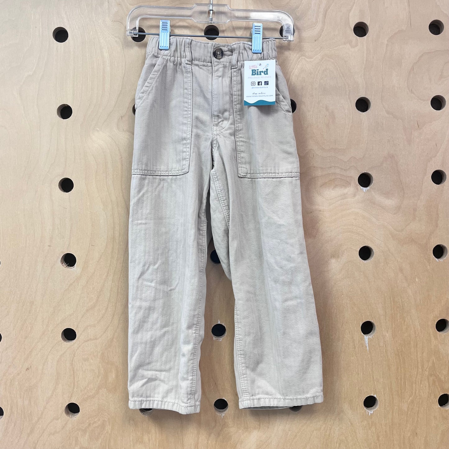 Textured Striped Tan Pants