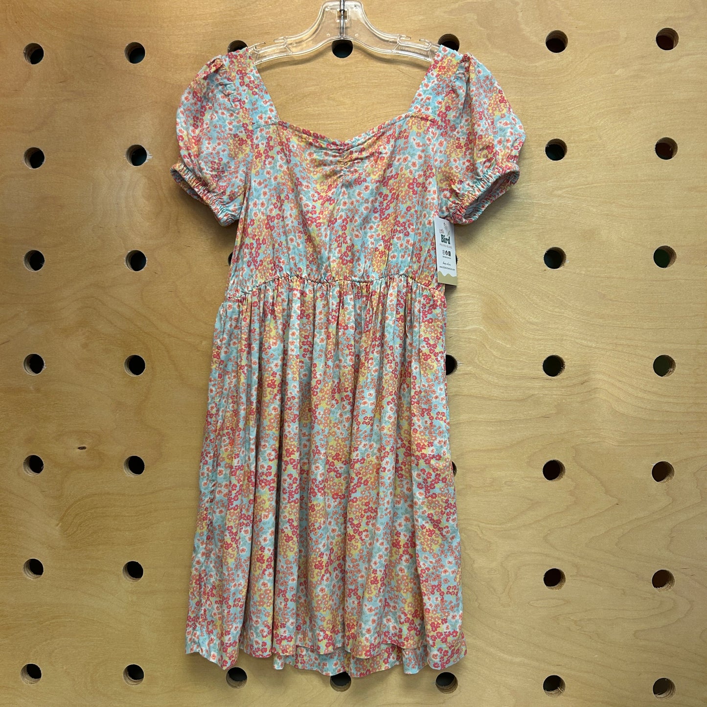 Blue Floral Smocked Back Dress