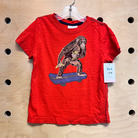 Red Skateboarding Monkey Tee