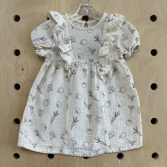 Cream Veggies Gauze Dress