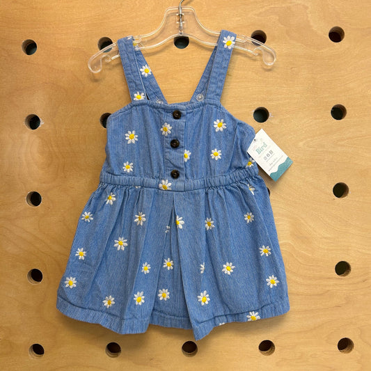 Blue Embroidered Daisy Cord Romper