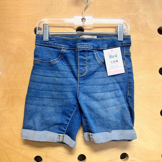 Girlfriend Midi Pull On Denim Shorts