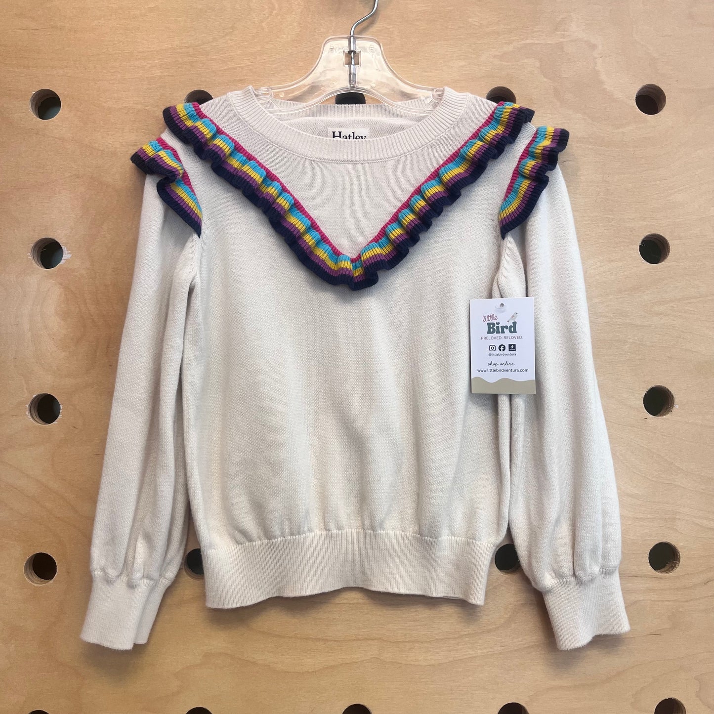Beige Rainbow Ruffle Sweater