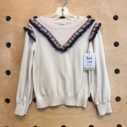 Beige Rainbow Ruffle Sweater