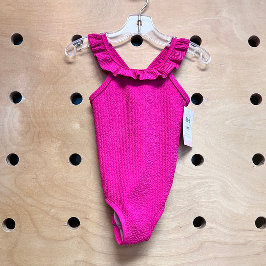 Hot Pink Textured Swimsuit