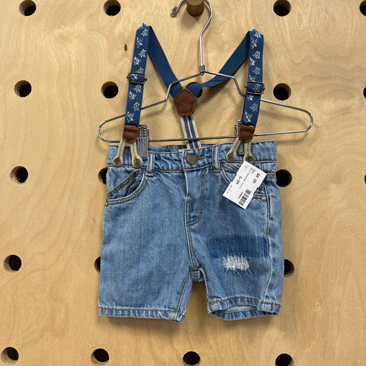 Denim Suspender Shorts