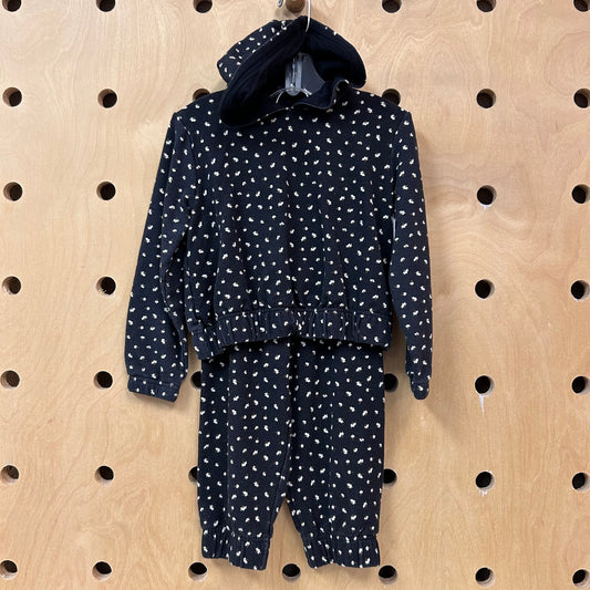 Black Floral Bamboo Hoodie & Joggers