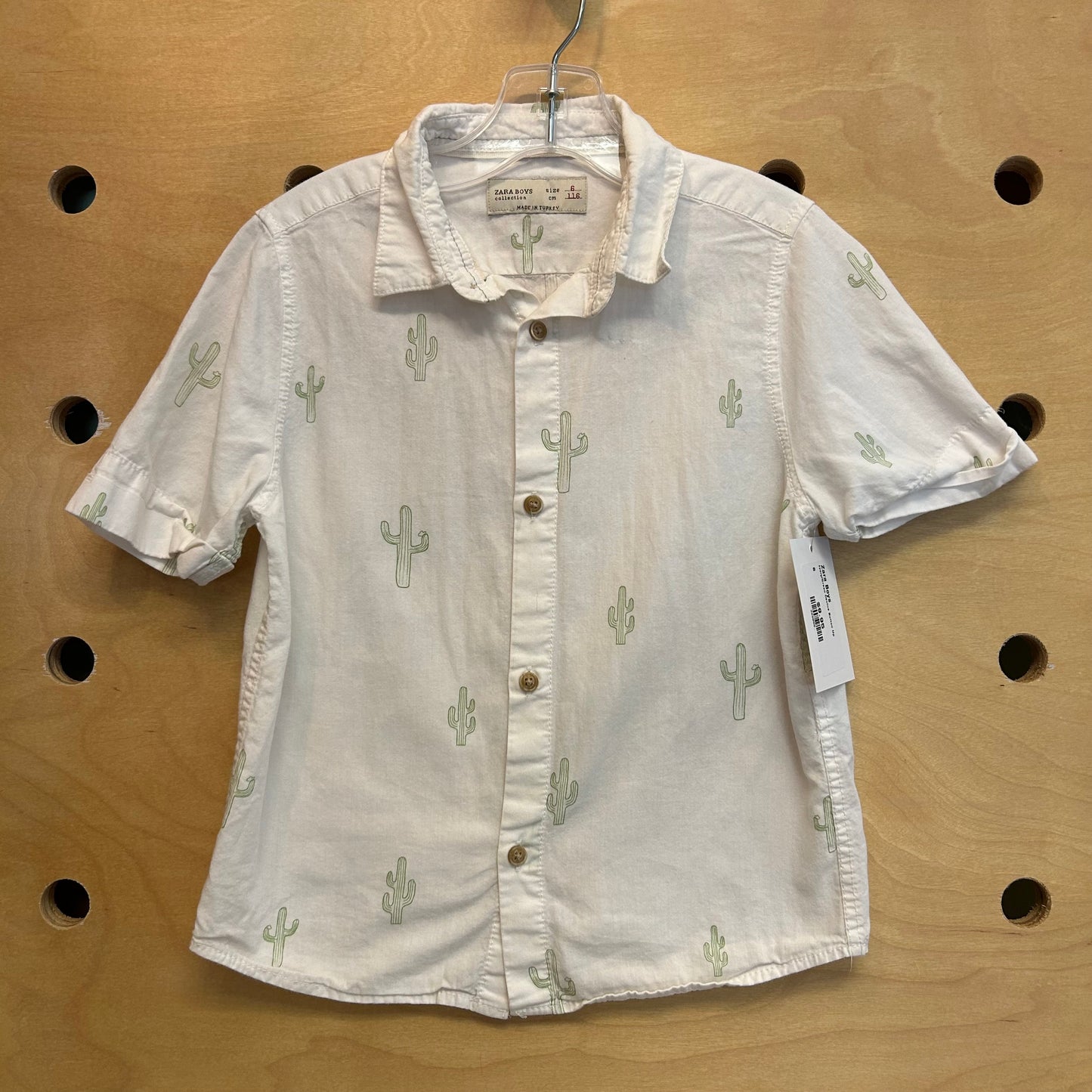 Ivory/Green Cactus Button Up