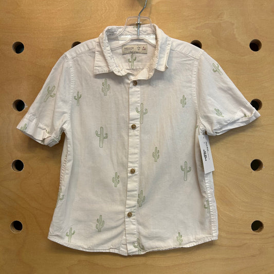 Ivory/Green Cactus Button Up
