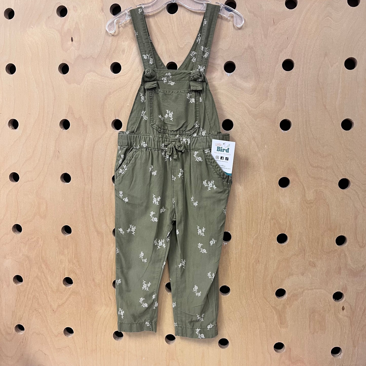 Green Floral Overalls