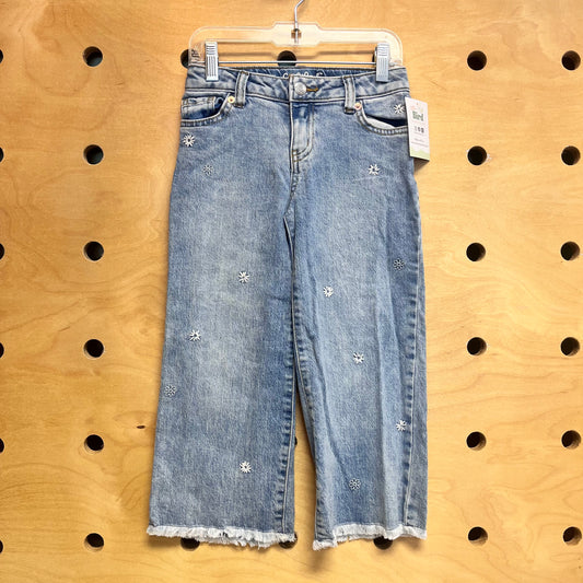 Embroidered Floral Straight Leg Denim
