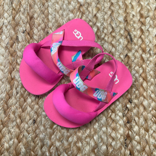 Hot Pink Puffy Strap Sandals