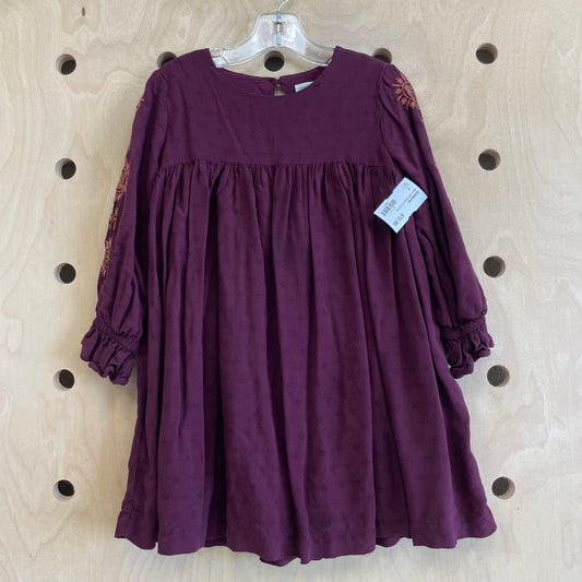 Maroon Embroidered Sleeve Dress