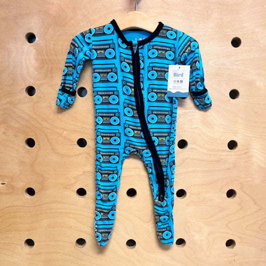 Teal Boom Box Bamboo Footies