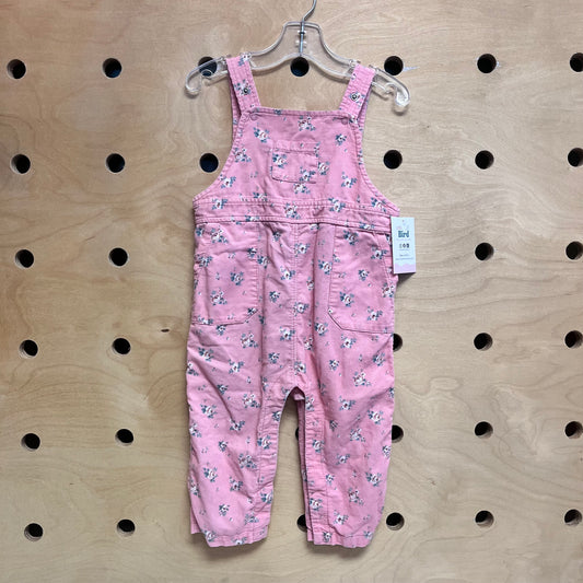 Pink Floral Cord Coveralls