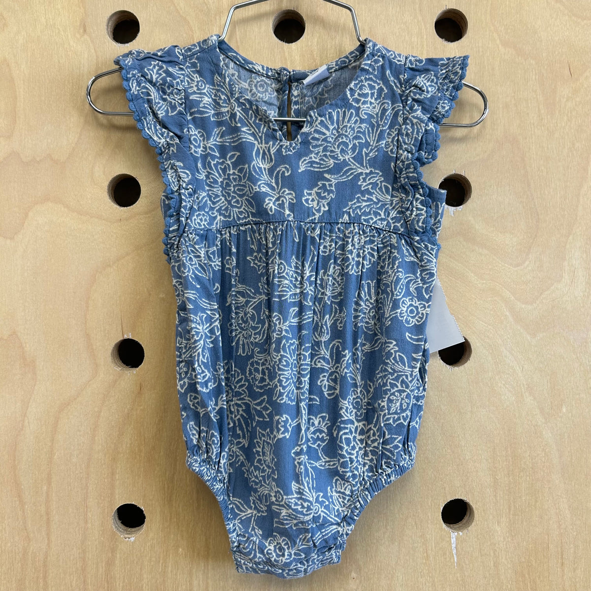 Blue+White Floral Romper