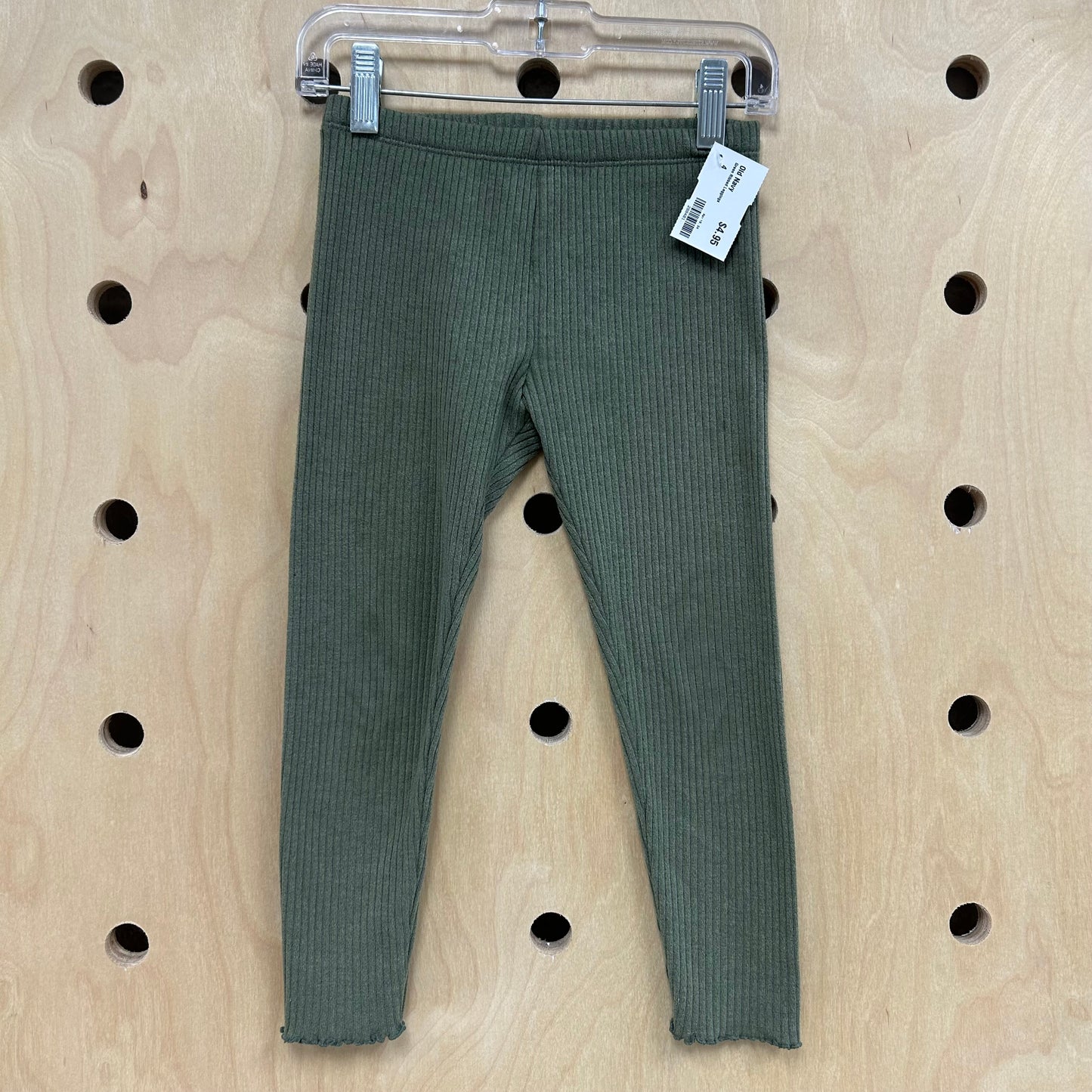 Green Ribbed Leggings