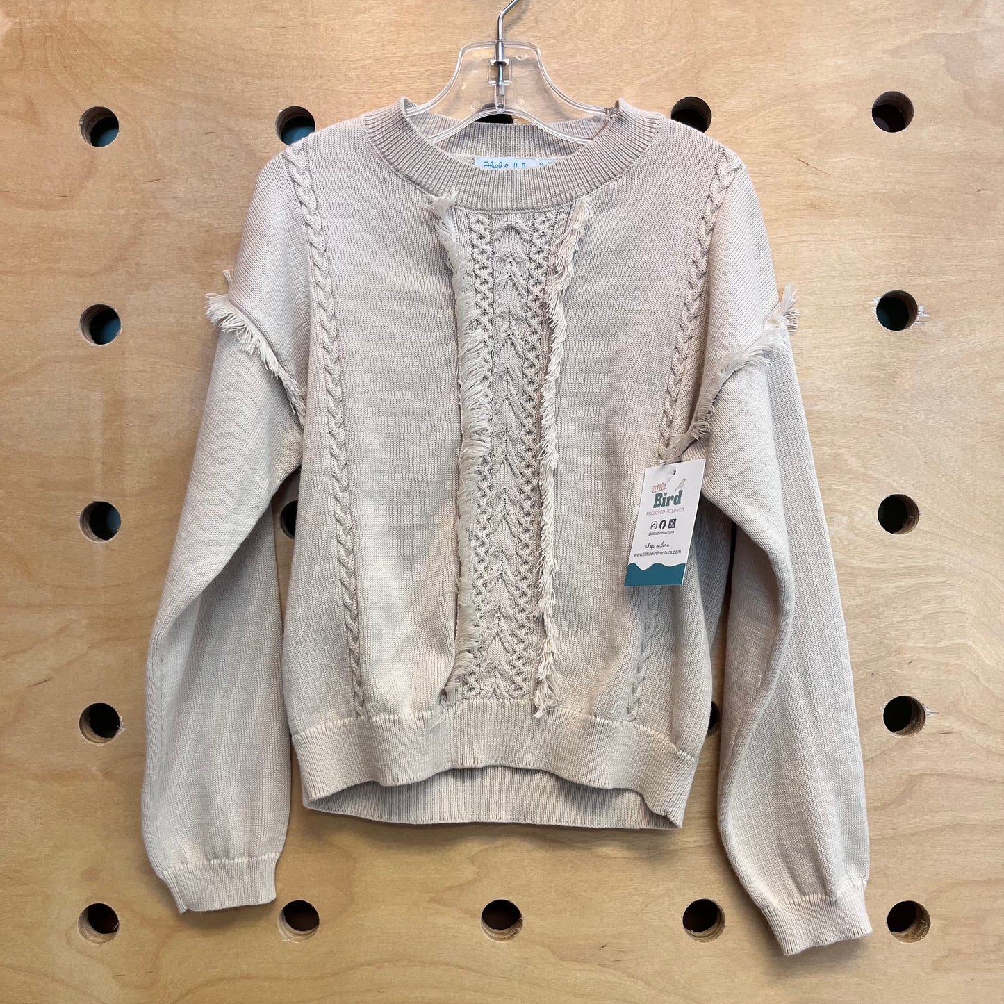 Beige Fringe Sweater