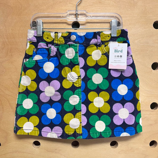 Navy Mod Floral Cord Skirt