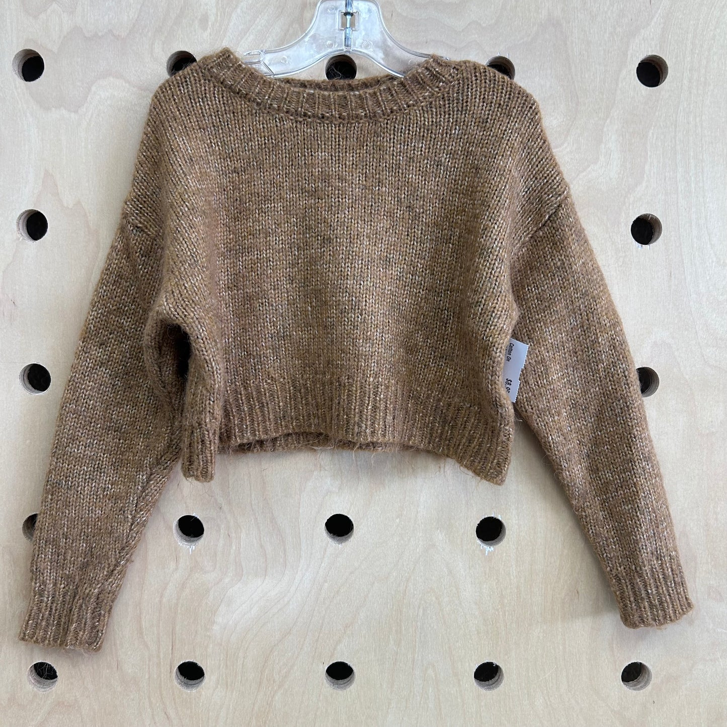 Brown Knit Cropped Sweater