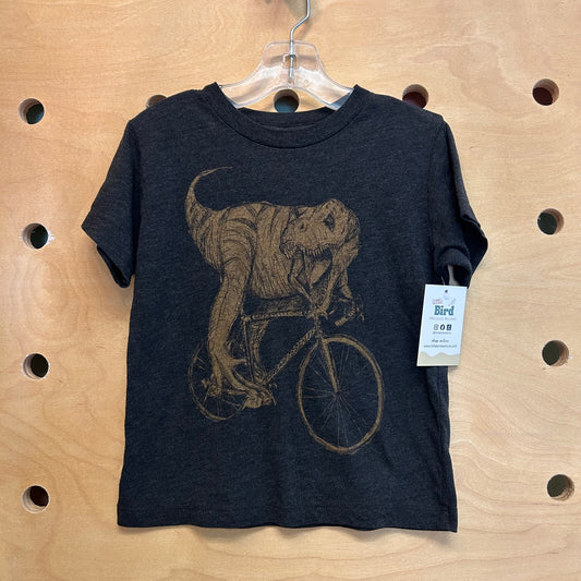 Grey Dino On Bike Tee
