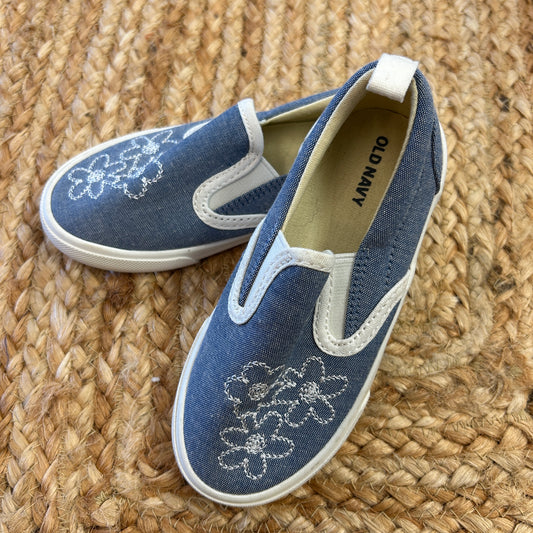 Denim Floral Slip Ons