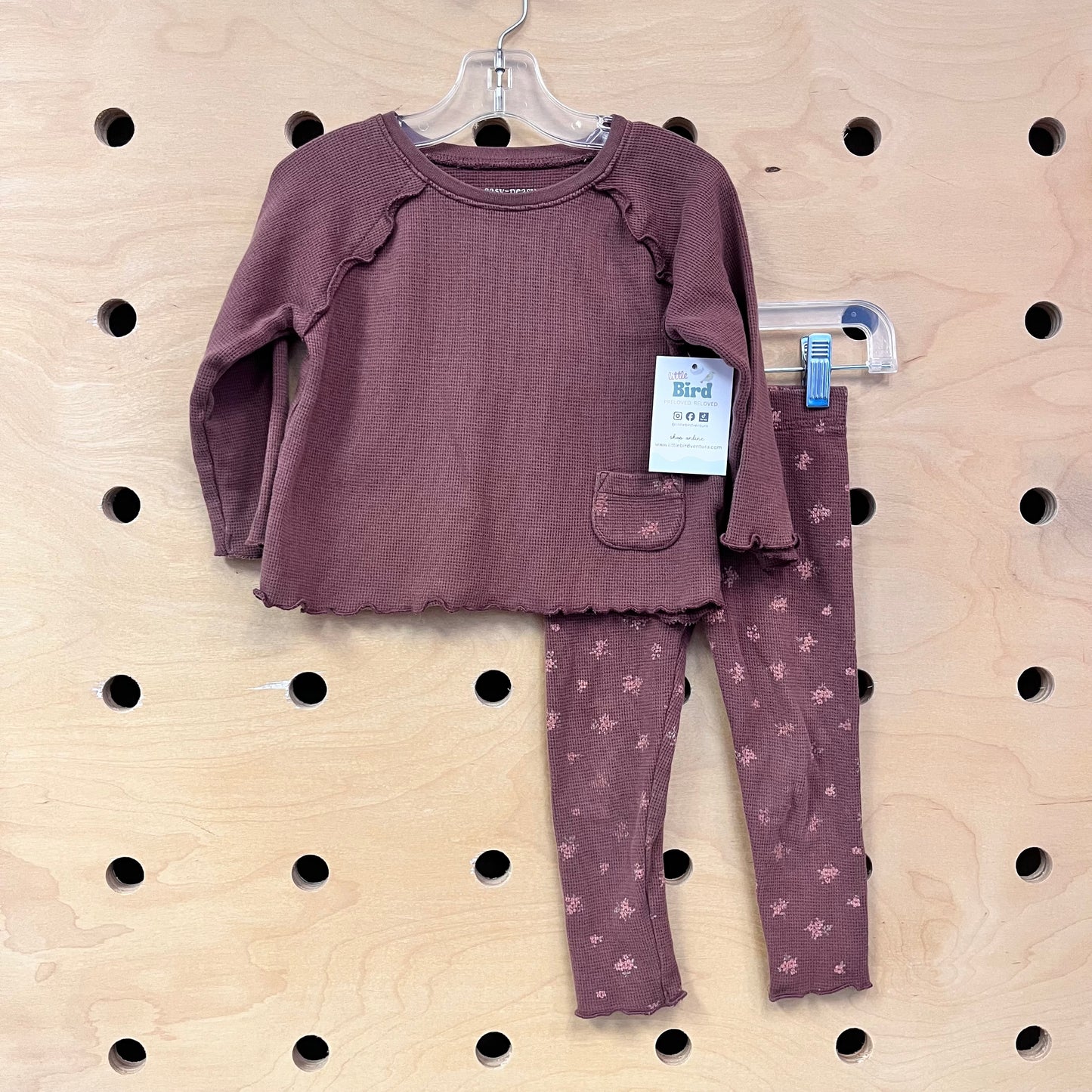 Organic Plum Floral Waffle Knit Outfit