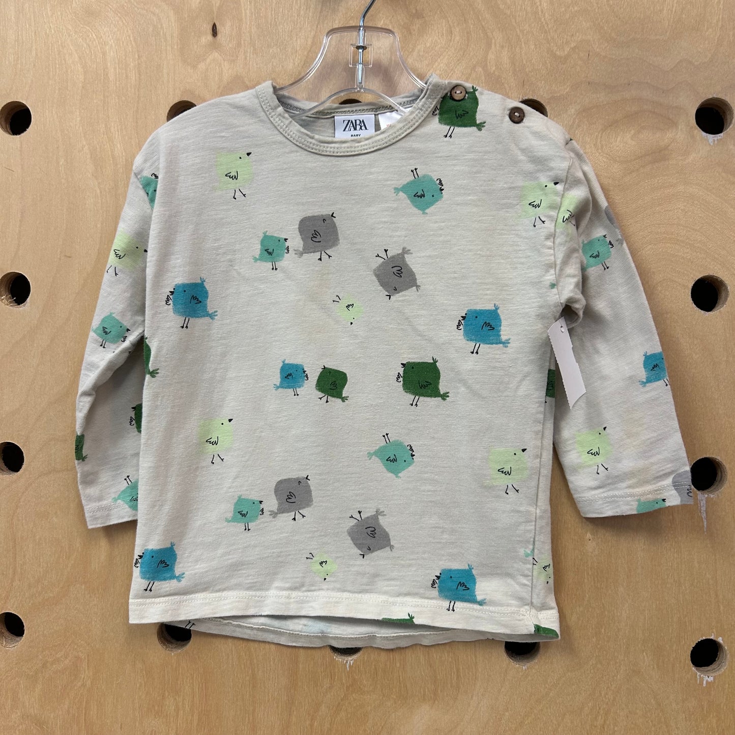 Beige Birds LS Tee