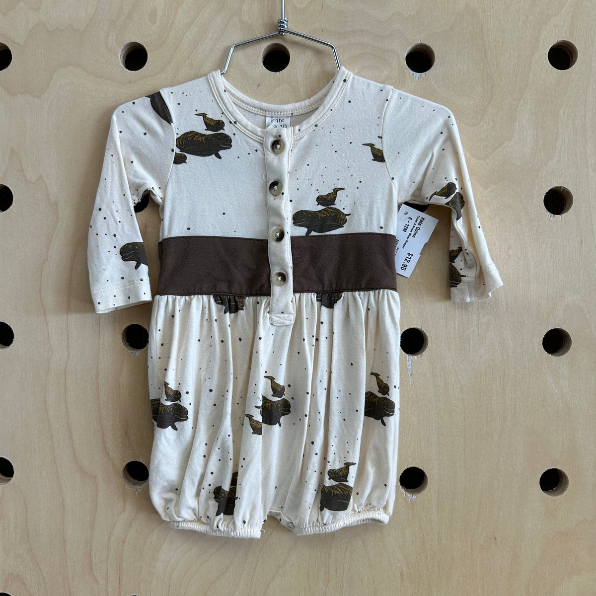 Cream & Brown Whale Romper