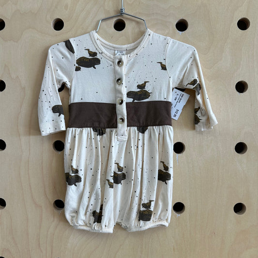 Cream & Brown Whale Romper
